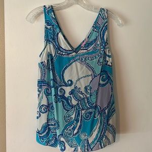 Lilly Pulitzer blue silk sleeveless top size M